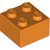 Lego kostka (kostička) 2x2, oranžová (4119643, 4153825)